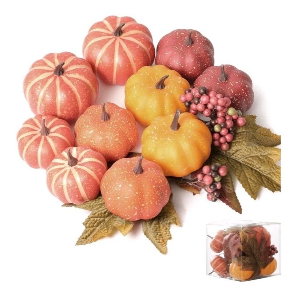 Artgar Pumpkin Decor - 15 PCS Pumpkins Harvest Decoration Set, Realistic Fake